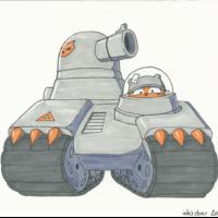 Tread. A tank from the orange cat army.